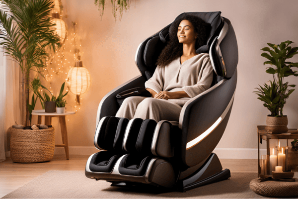 relaxing in massage chair